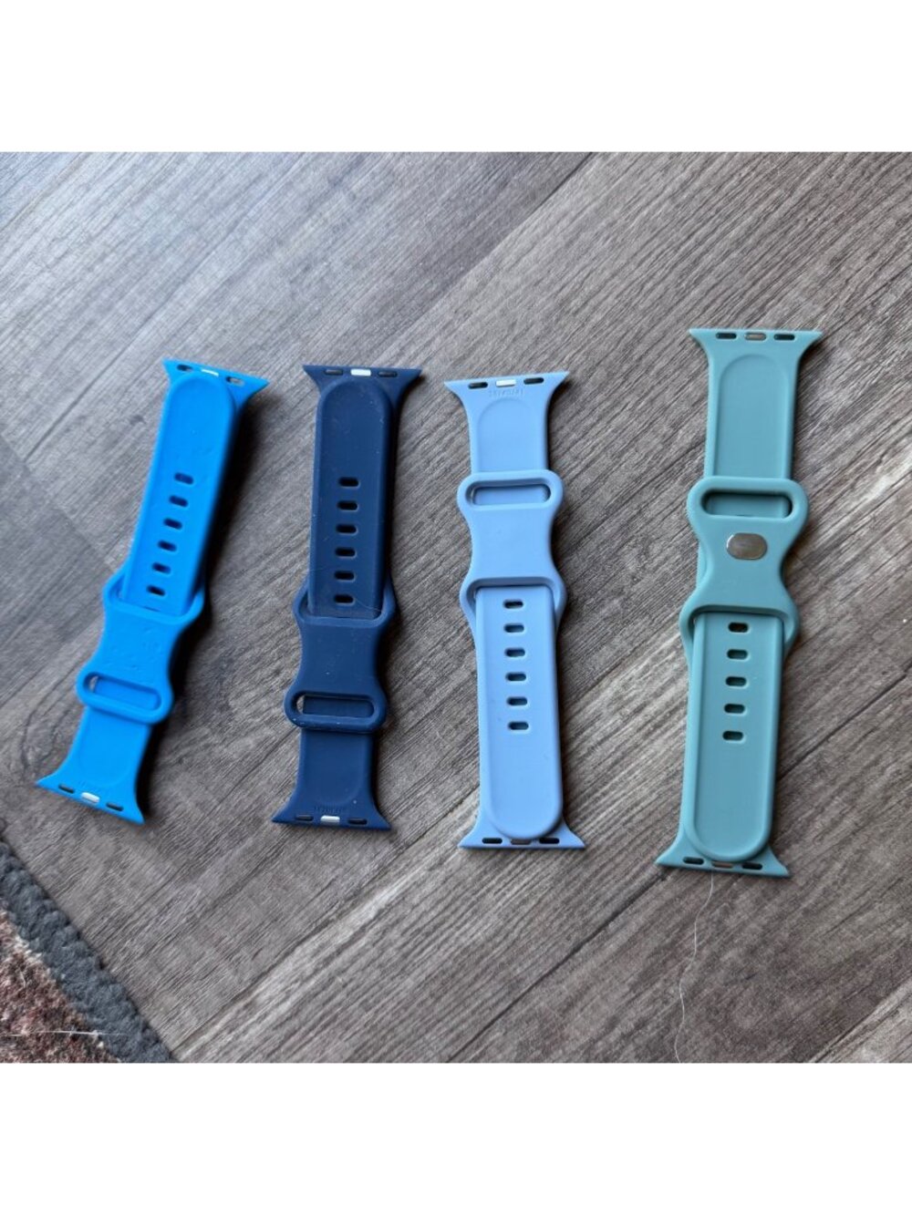 Set Of 4 Silicone Apple Watch Bands - Blue Navy Light Blue & Teal - 38mm/40mm/41